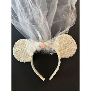 DISNEY Wedding Sequined Ears w/ Veil